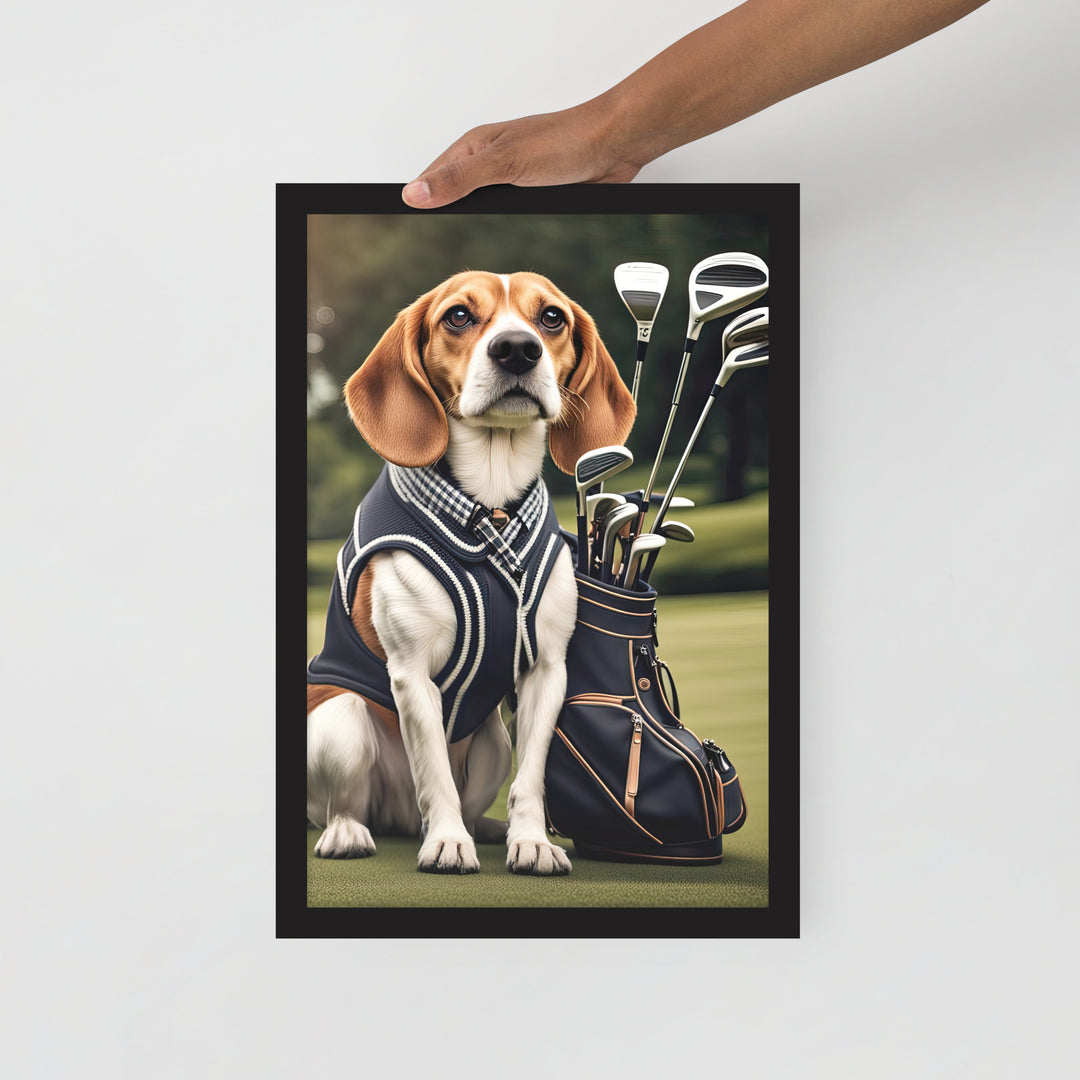 Beagle Golfer- Framed poster