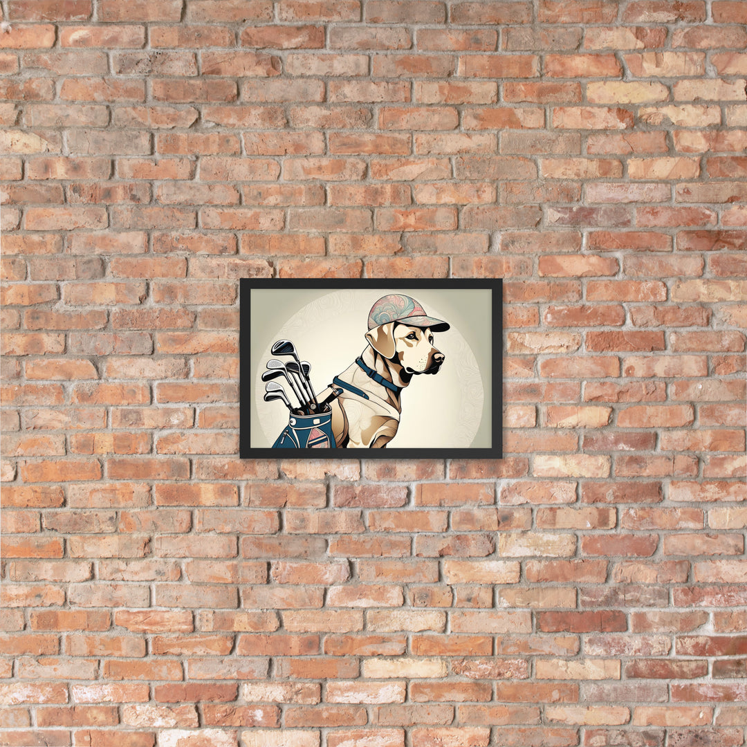 Framed poster-Labrador Retriever Golfer