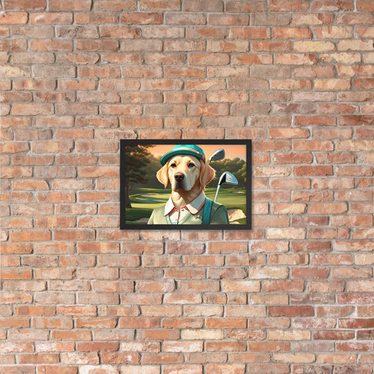 Framed poster-Labrador Retriever Golfer V14