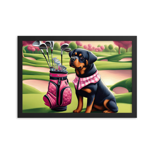 Rottweiler Golfer- Framed poster
