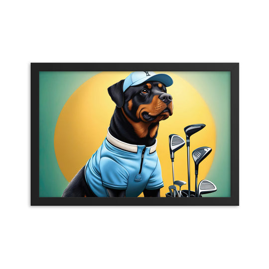 Rottweiler Golfer- Framed poster v2