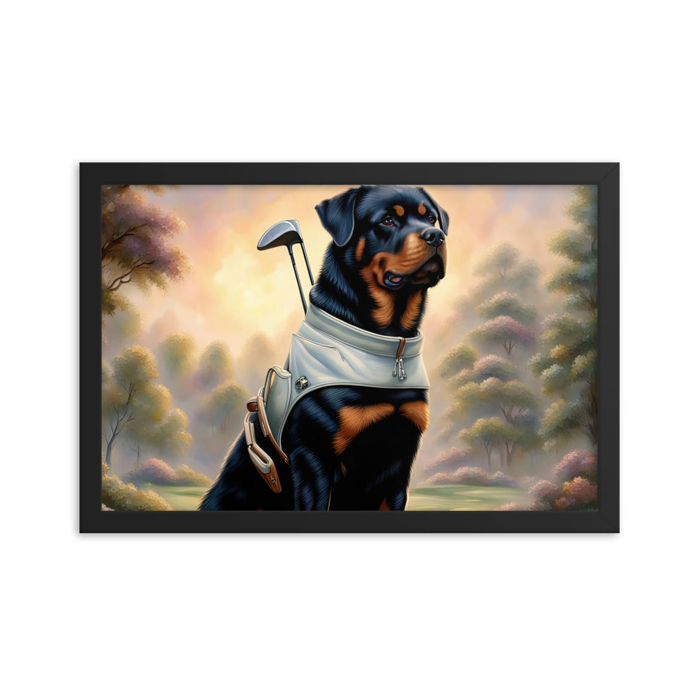 Rottweiler Golfer- Framed poster v3