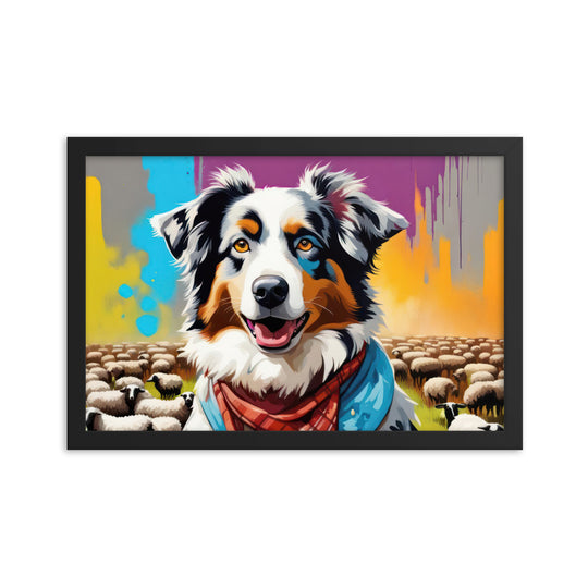 Australian Shepherd- Framed poster v3