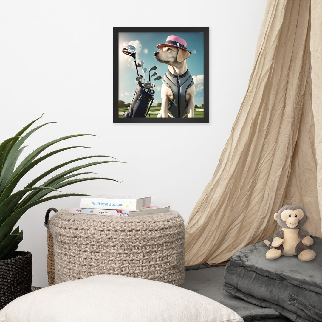 Framed poster-Labrador Retriever Golfer V4