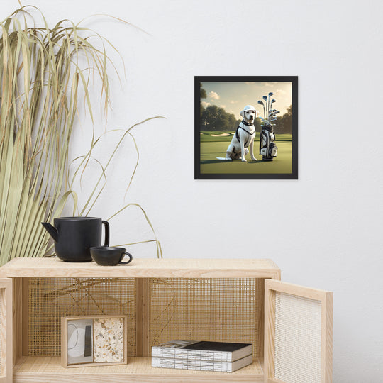 Framed poster-Labrador Retriever Golfer V6