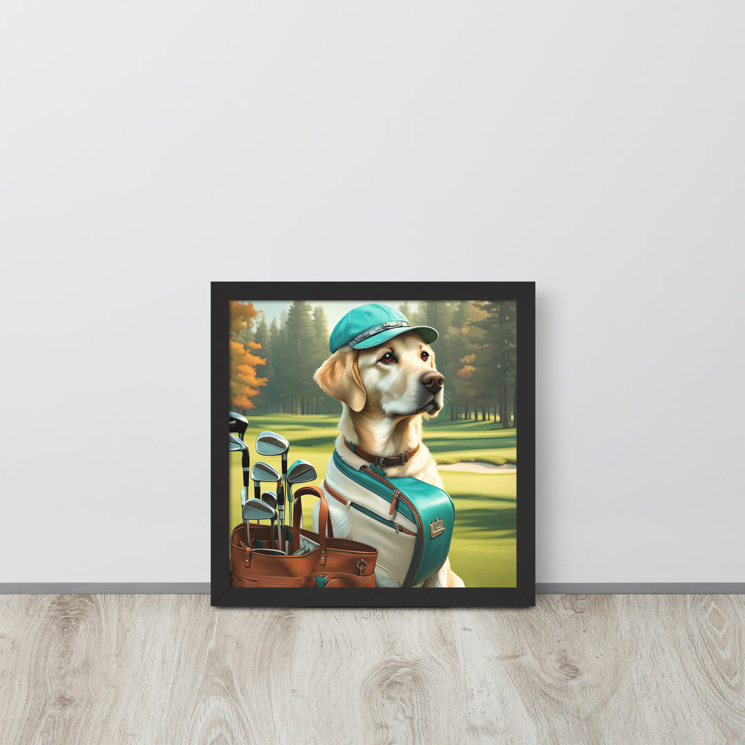 Framed poster-Labrador Retriever Golfer V10