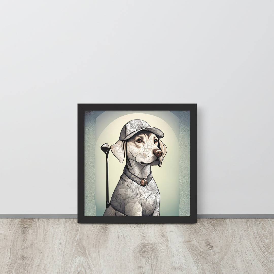 Framed poster-Labrador Retriever Golfer V22