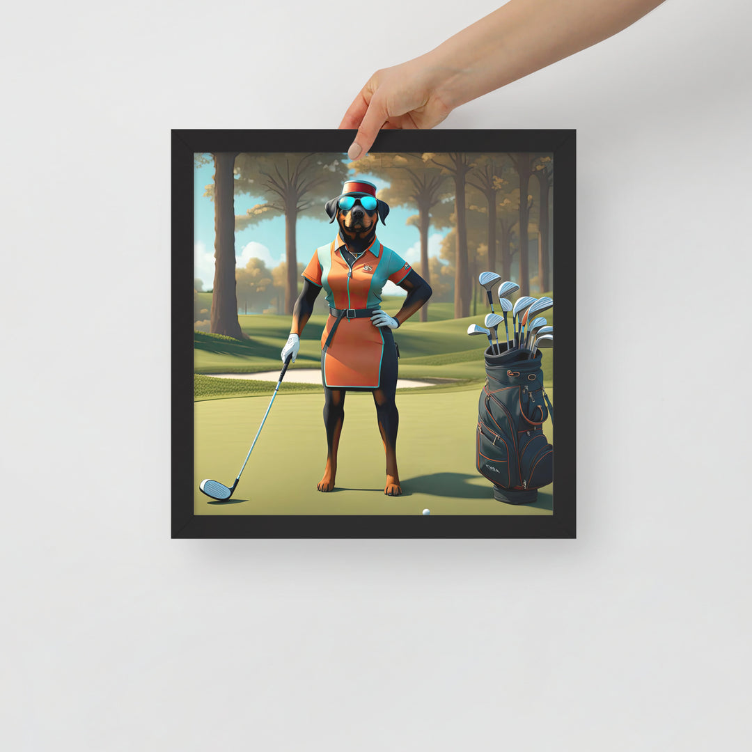 Rottweiler Golfer- Framed poster v4