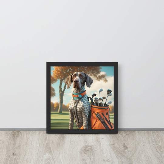 German Shorthaired Pointer Golfer- Framed poster