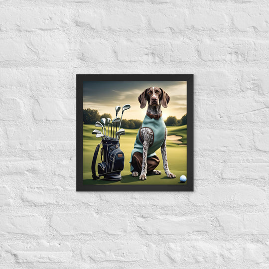 German Shorthaired Pointer Golfer- Framed poster v2