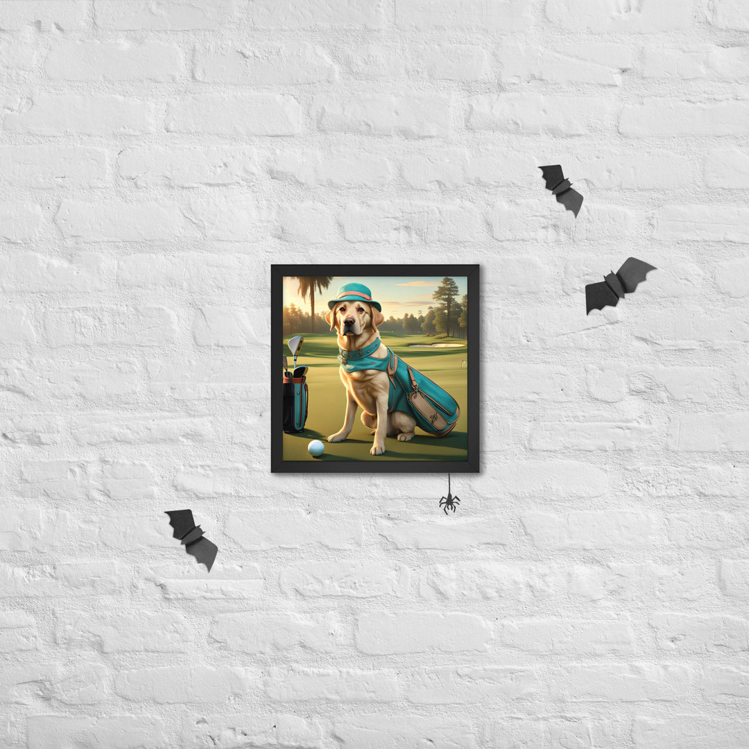 Framed poster-Labrador Retriever Golfer V12