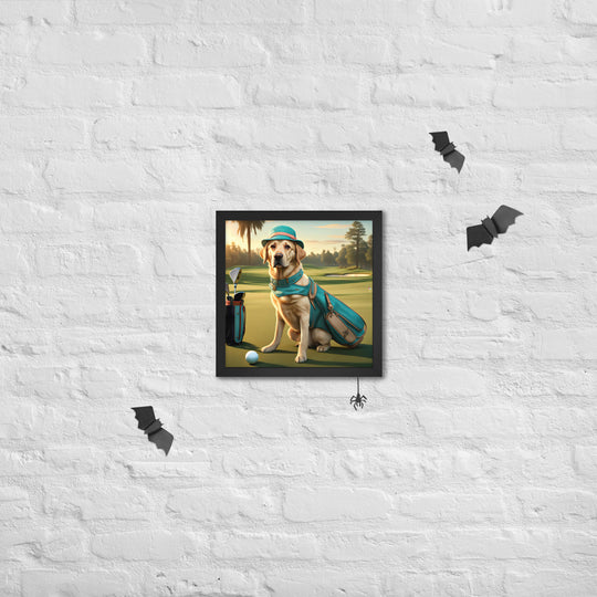 Framed poster-Labrador Retriever Golfer V12