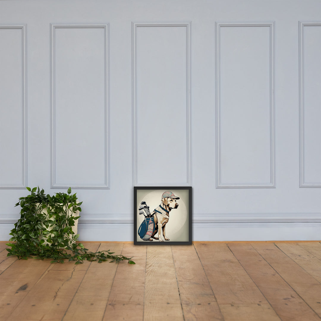 Framed poster-Labrador Retriever Golfer