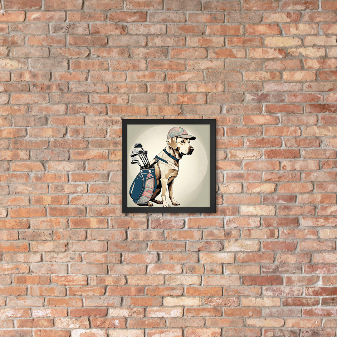 Framed poster-Labrador Retriever Golfer