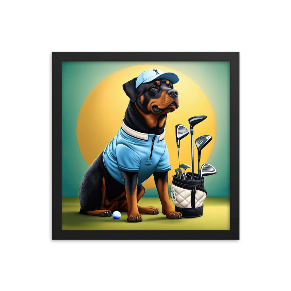 Rottweiler Golfer- Framed poster v2