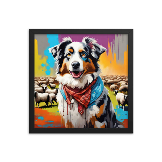 Australian Shepherd- Framed poster v3