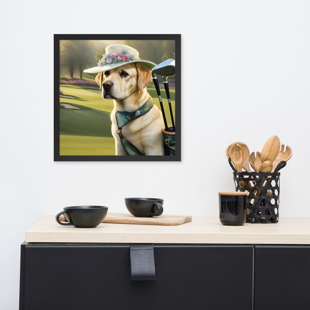 Framed poster-Labrador Retriever Golfer V5