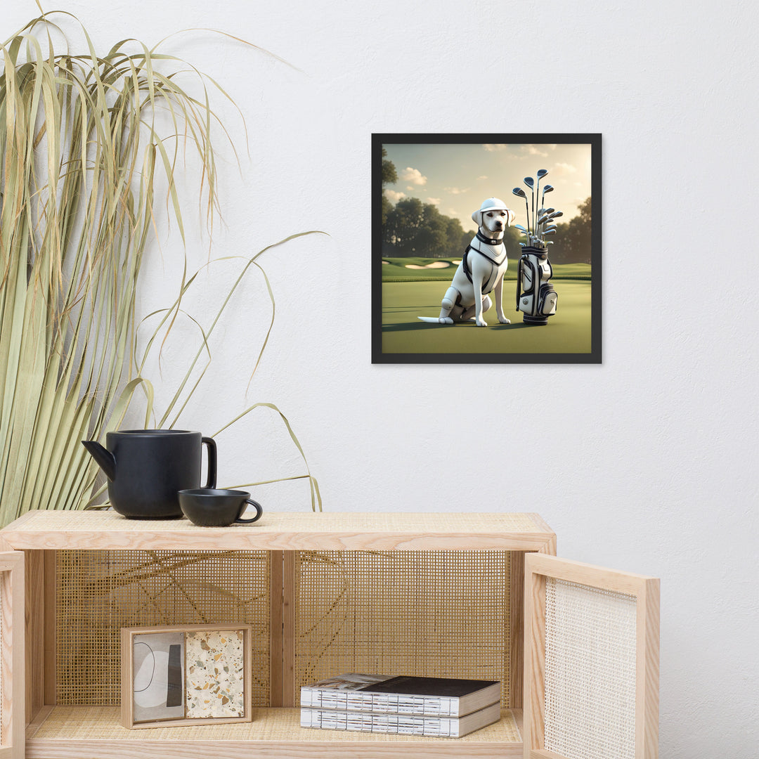 Framed poster-Labrador Retriever Golfer V6