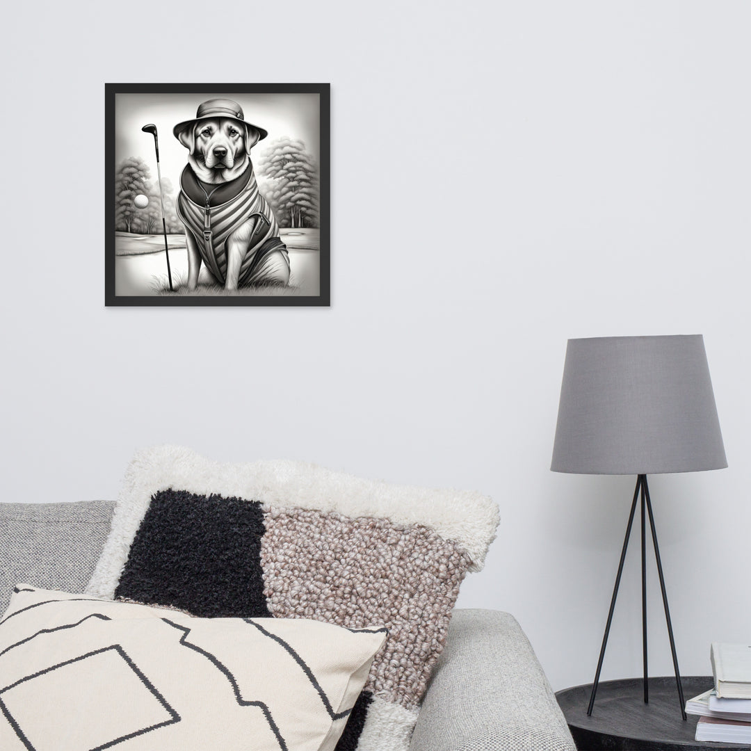 Framed poster-Labrador Retriever Golfer V7