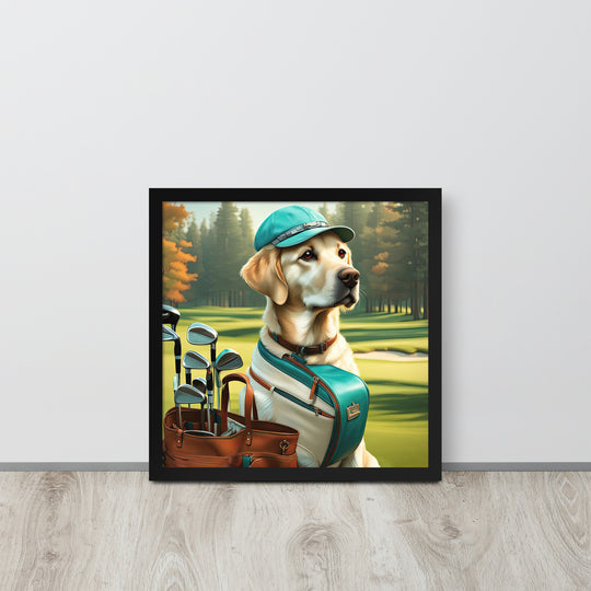 Framed poster-Labrador Retriever Golfer V10