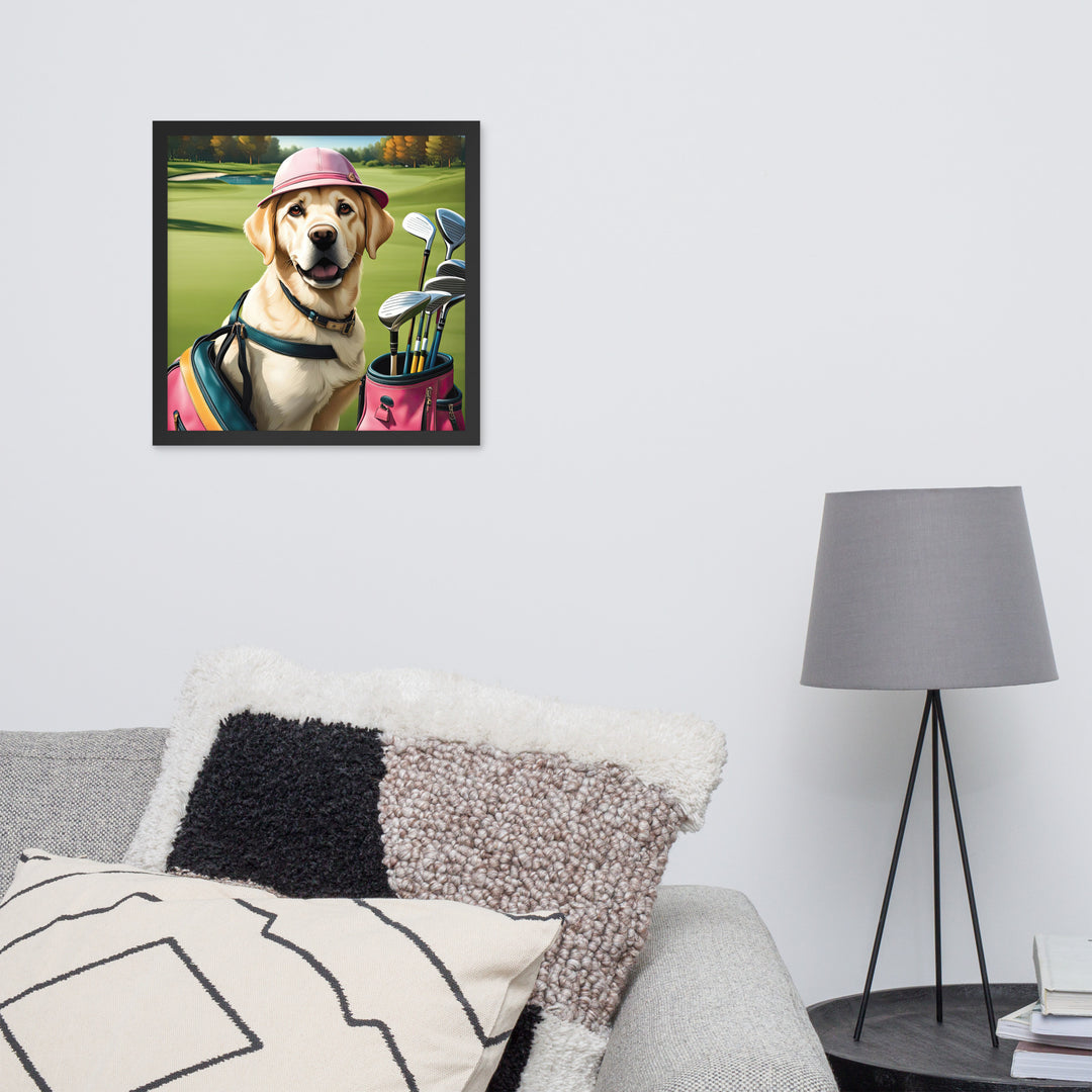 Framed poster-Labrador Retriever Golfer V19