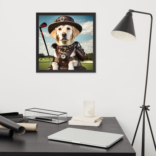 Framed poster-Labrador Retriever Golfer V20