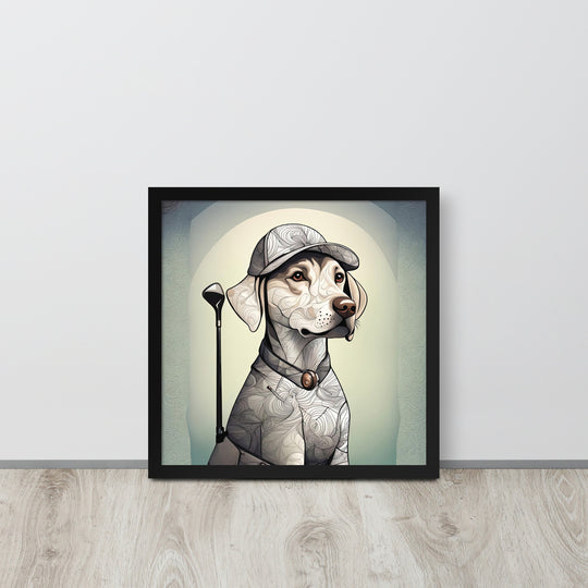 Framed poster-Labrador Retriever Golfer V22