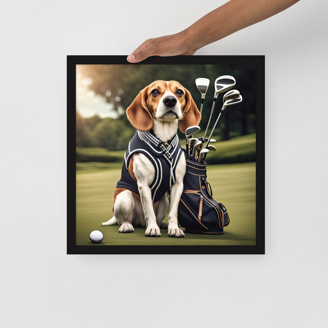 Beagle Golfer- Framed poster