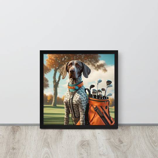 German Shorthaired Pointer Golfer- Framed poster