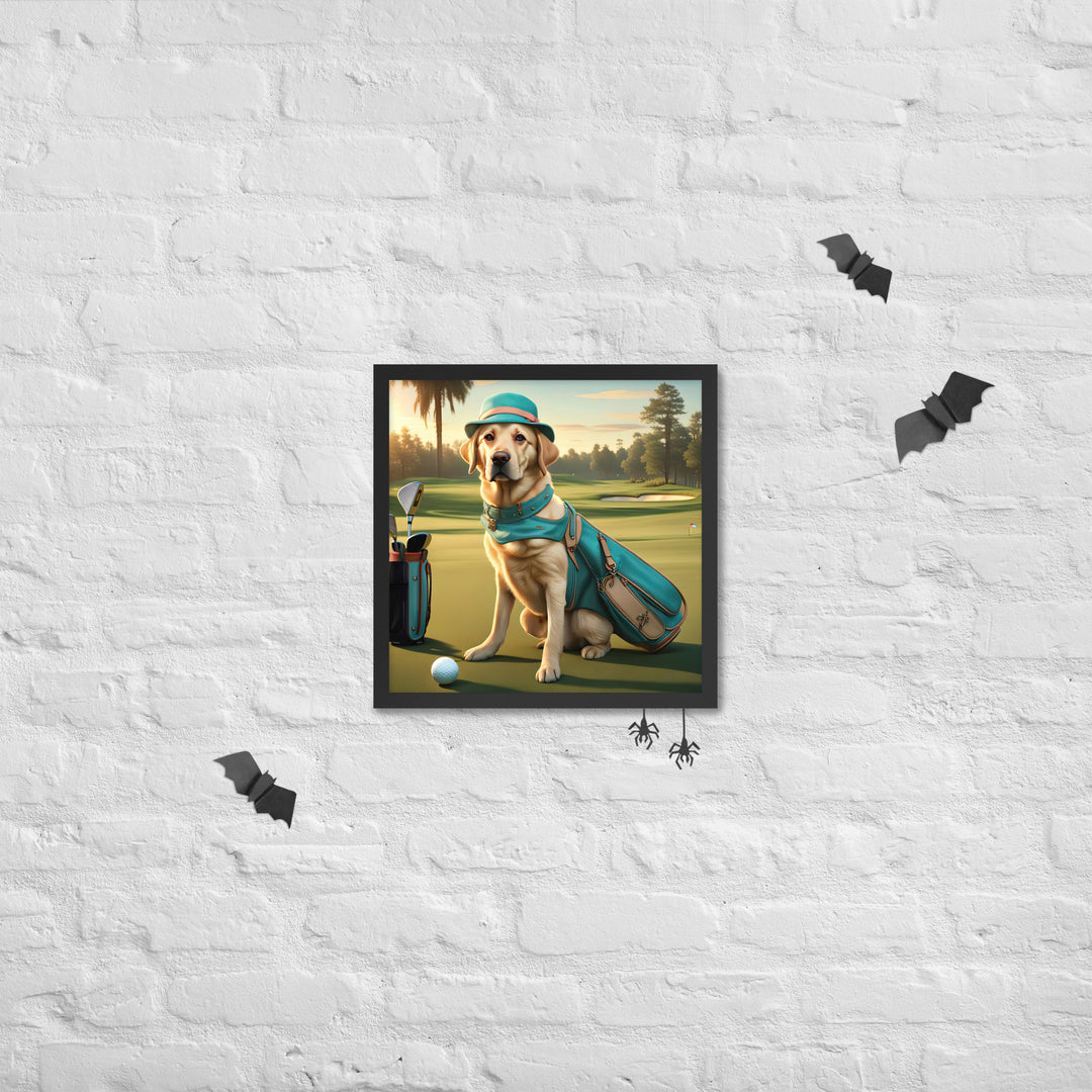 Framed poster-Labrador Retriever Golfer V12