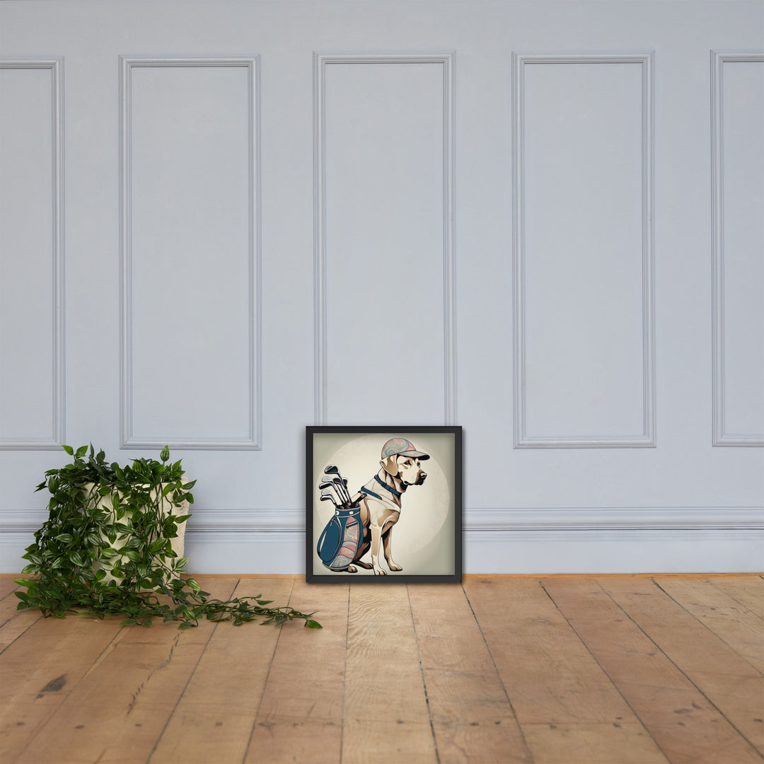 Framed poster-Labrador Retriever Golfer