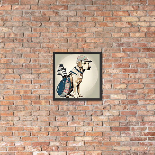 Framed poster-Labrador Retriever Golfer