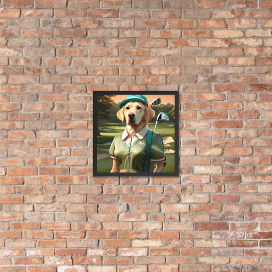 Framed poster-Labrador Retriever Golfer V14