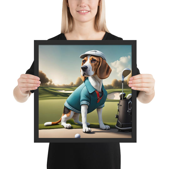 Beagle Golfer- Framed poster v2