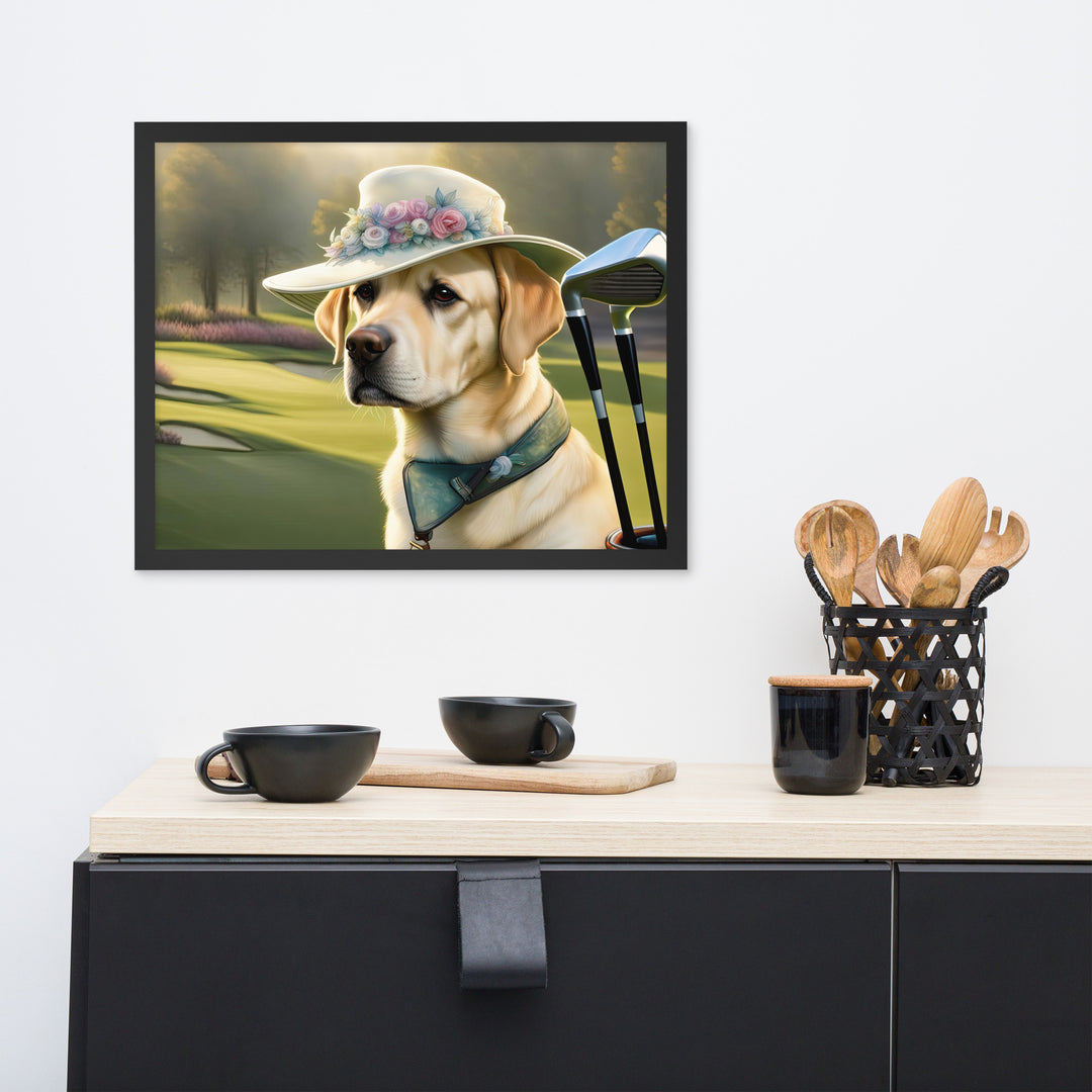 Framed poster-Labrador Retriever Golfer V5