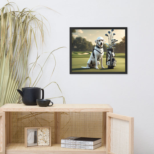 Framed poster-Labrador Retriever Golfer V6