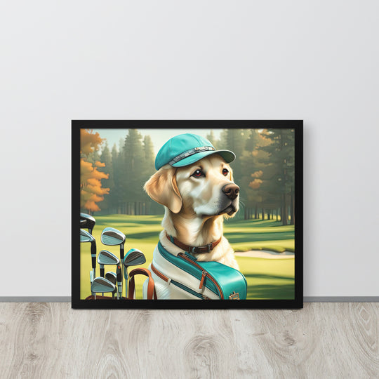 Framed poster-Labrador Retriever Golfer V10