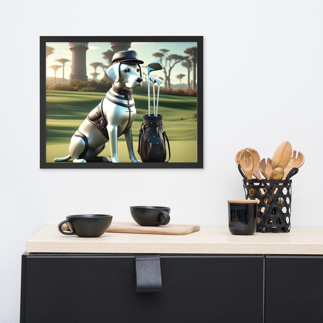 Framed poster-Labrador Retriever Golfer V18