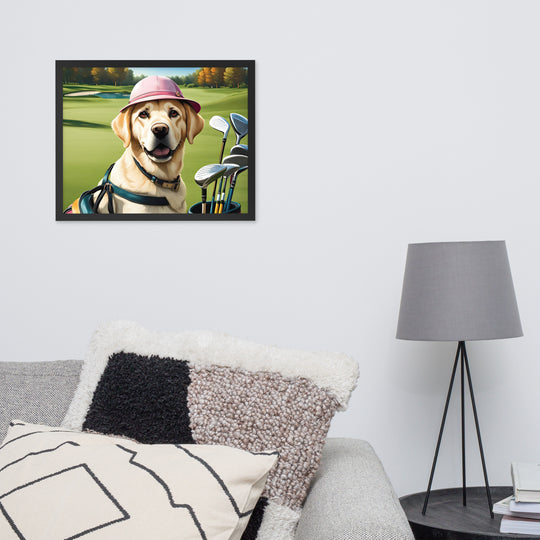 Framed poster-Labrador Retriever Golfer V19