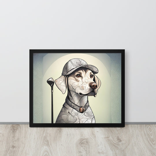 Framed poster-Labrador Retriever Golfer V22