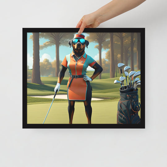 Rottweiler Golfer- Framed poster v4