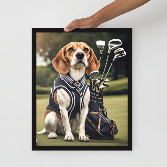 Beagle Golfer- Framed poster