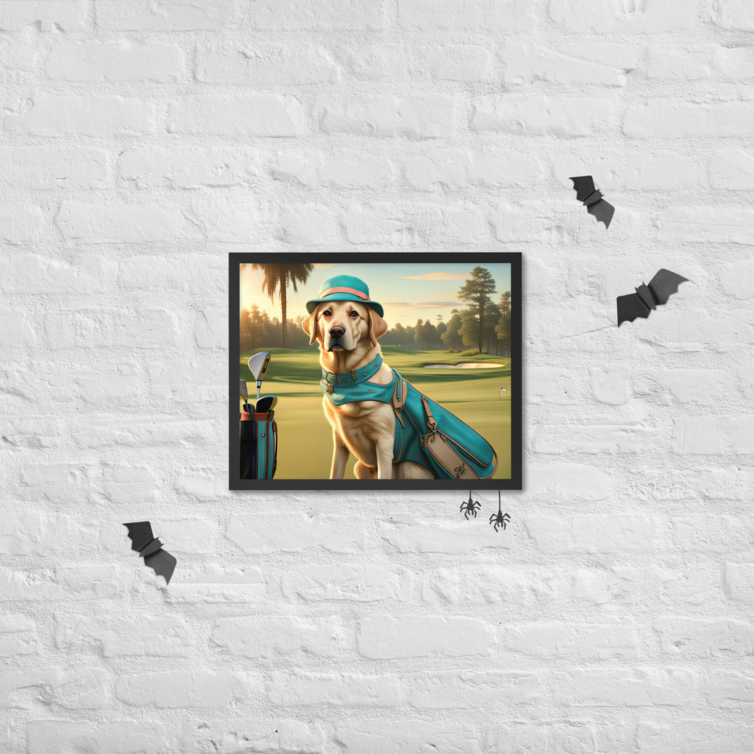 Framed poster-Labrador Retriever Golfer V12