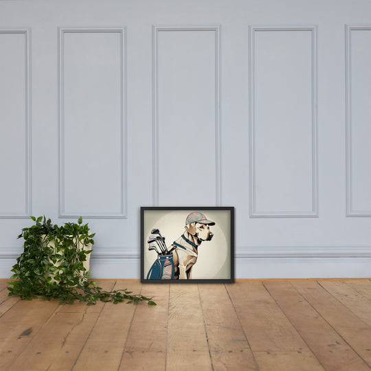 Framed poster-Labrador Retriever Golfer