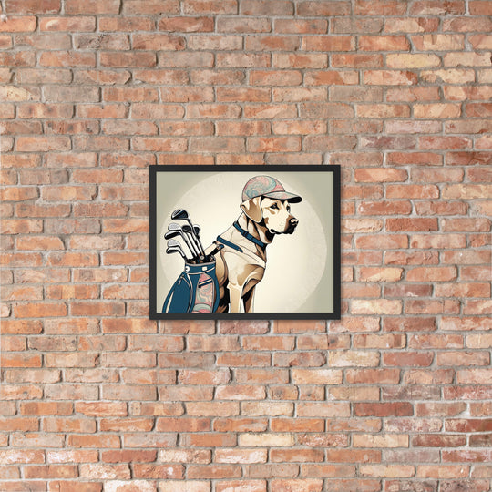 Framed poster-Labrador Retriever Golfer