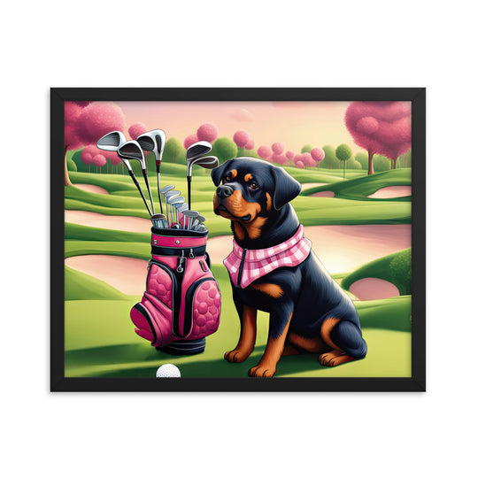 Rottweiler Golfer- Framed poster