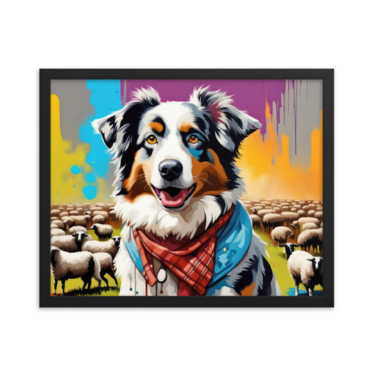 Australian Shepherd- Framed poster v3