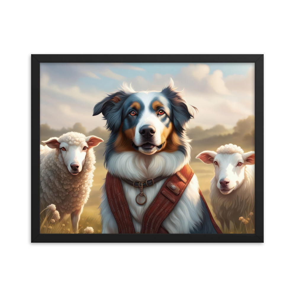 Australian Shepherd- Framed poster v4