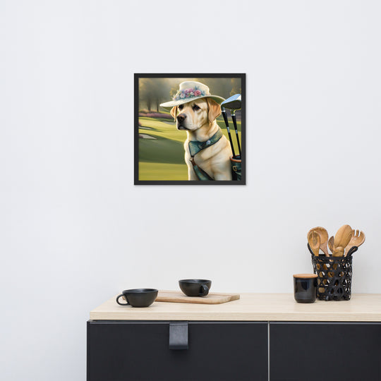 Framed poster-Labrador Retriever Golfer V5