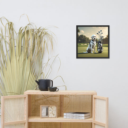 Framed poster-Labrador Retriever Golfer V6